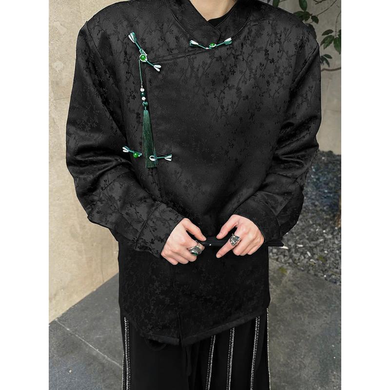 Áo Shanghai gấm Pha Lê Crystal Tay Dài Tay Lỡ unisex form rộng