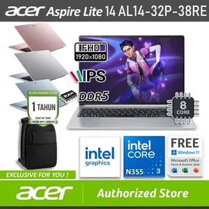 ACER Aspire Lite 14 AL14-32P-38RE Intel Core 3 N355 8/512GB SSD Windows 11 OHS 14" inch WUXGA IPS Light Silver, Fresh Blue and Nude Pink