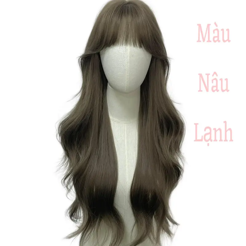 Tóc giả nữ nguyên đầu xoăn lơi 65cm ngôi ziczac ( tặng kèm lưới ) 3