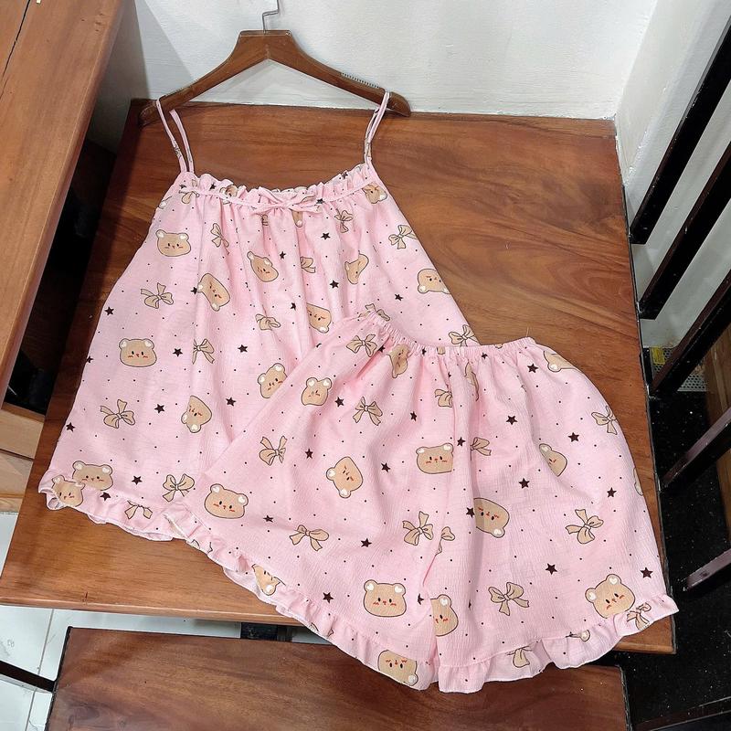 [ FREESIZE <60kg] Bộ Ngủ 2 Dây Xinh Xắn Chất Liệu Xốp Mềm Jerry Home 6