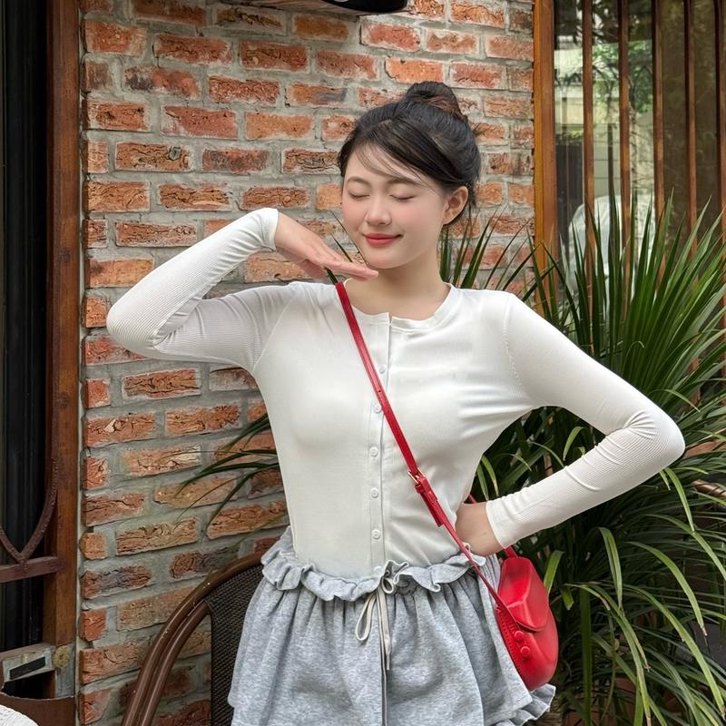Áo Cadigan dài tay chất len tăm phong cách Hàn Quốc dành cho nữ khoác 2
