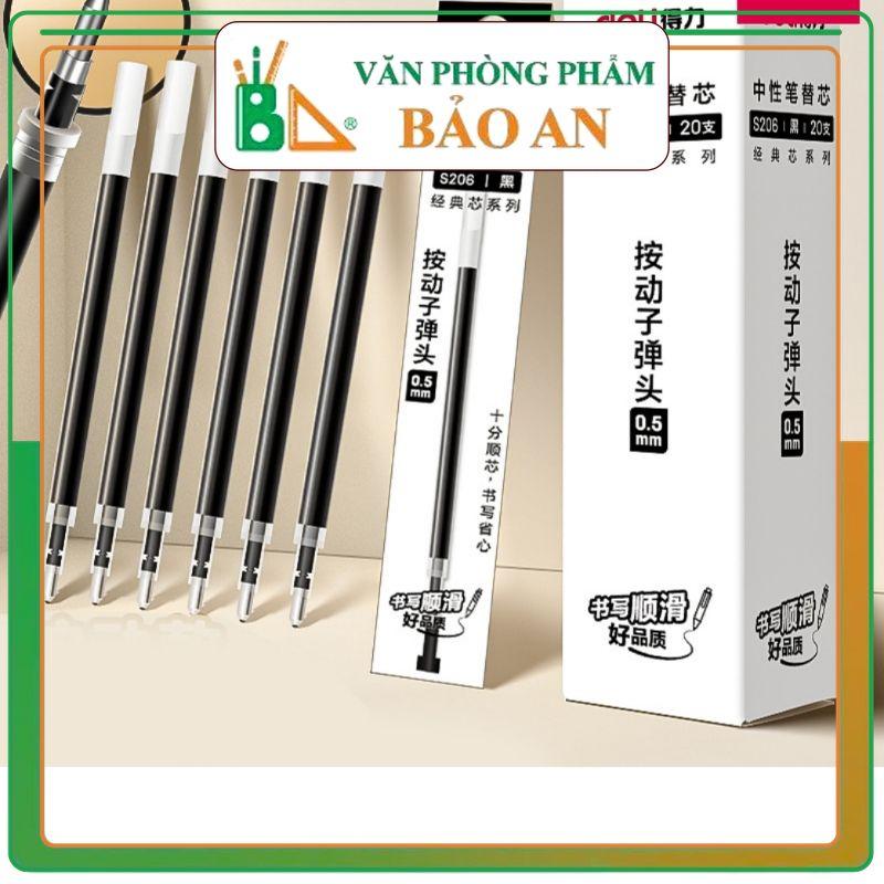 20 Ruột Bút Gel Deli S206 Ngòi 0.5mm Dùng Thay Thế Cho Bút Bi Bấm A575, S101, A057B-01
