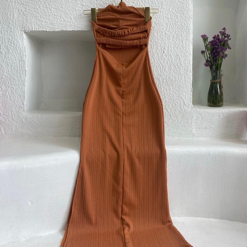 Body yếm dây sau sẻ tà (có mút) Nữ Dress - Freesize 52kg - Hồng - Women 1