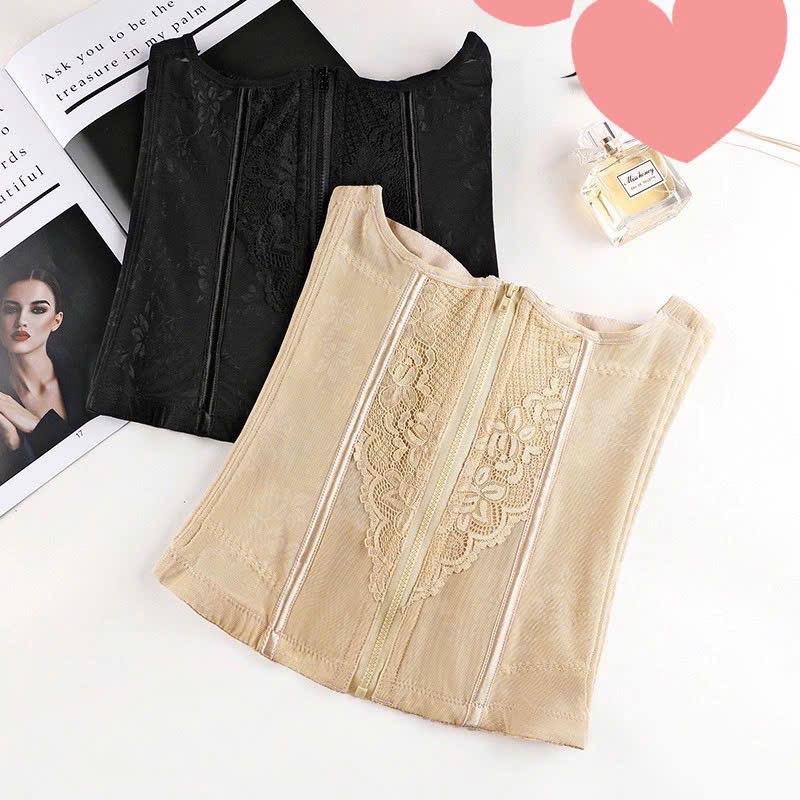 (Tặng thước dây ) Đai nịt bụng kéo khóa co dãn 4 chiều , chất liệu ren co giãn thoải mãi . Hoa