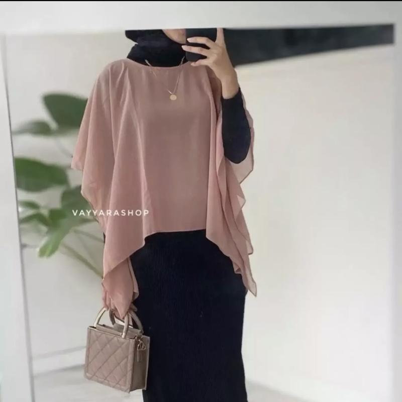 BAJU ATASAN WANITA OUTER POLOS BAHAN CERUTY BABYDOLL TERBATU 2022 Muslim Cardigan Oversize Kaos Panjang Kardigan Twill Weave Modest 4