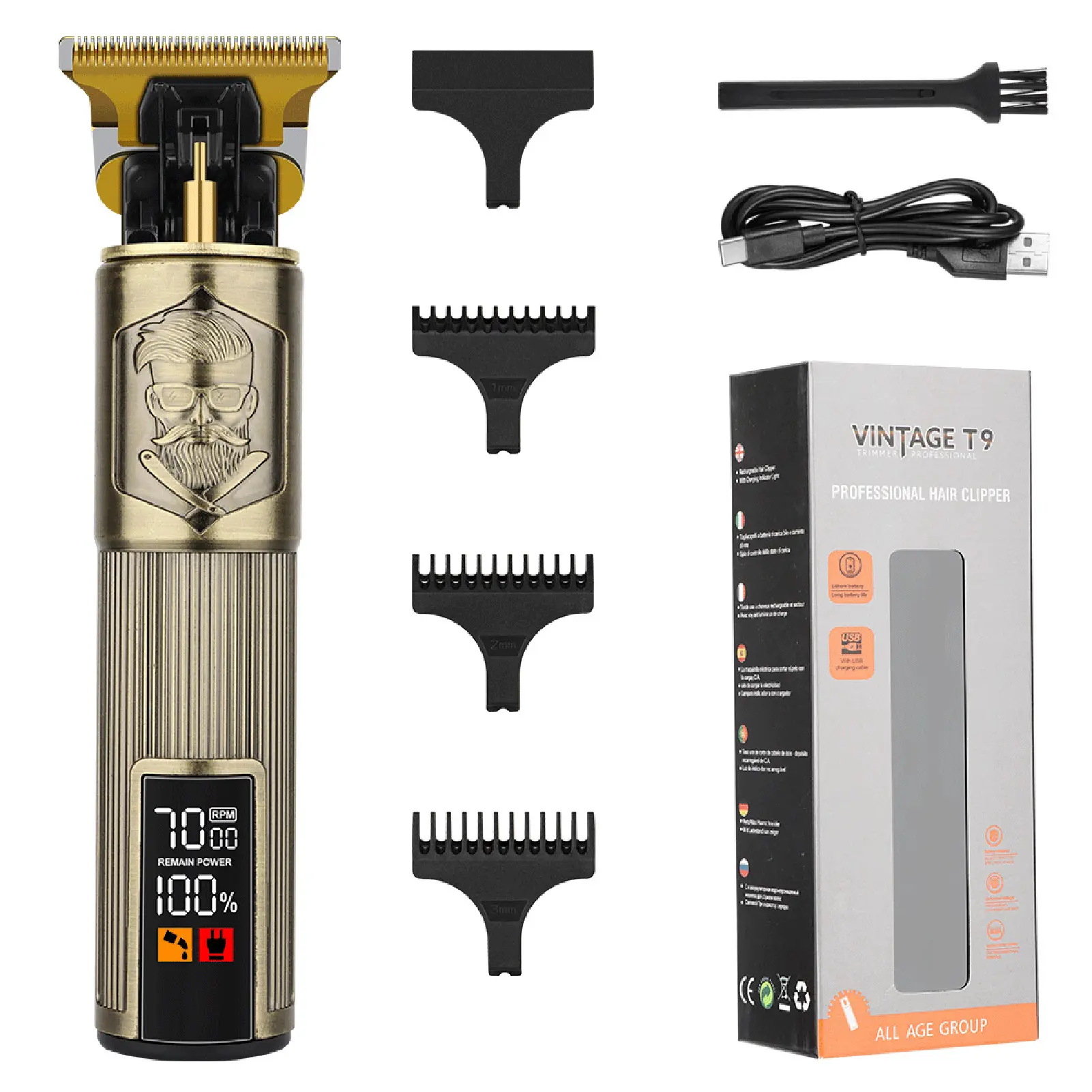 Hairdressing Trimmer Electric Clipper Hair Trimmer with LCD Power Display for Haircut Beard Shaver Barbershop Comfort Salon