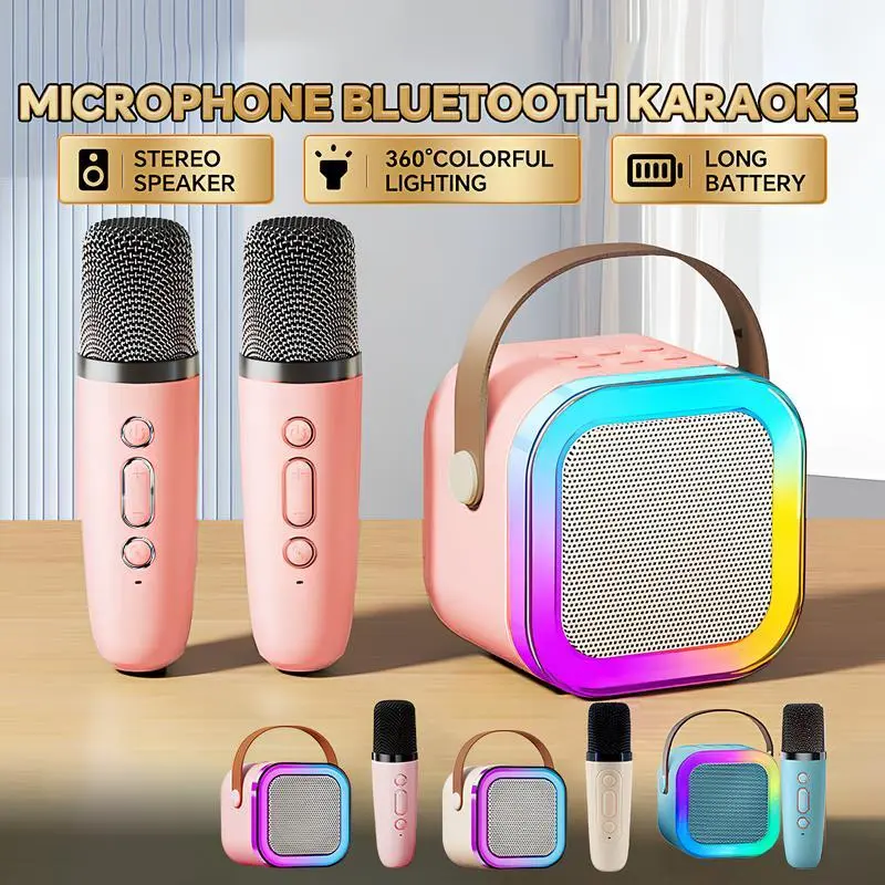 MKC KIMISO 2 Mic 1 Speaker Microphone Karaoke Set Bluetooth Mini Full bass Portable Full Bass Subwoofer Set Smart&Mate