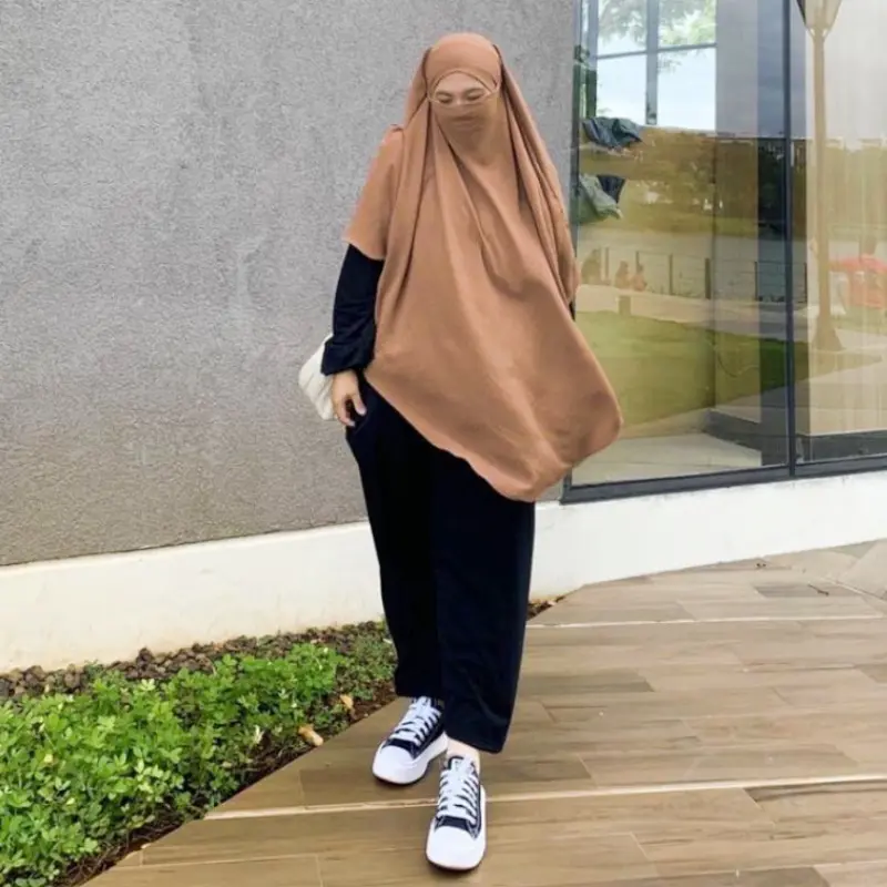 Hijab Khimar Syari Jilbab Jumbo Daily French Khimar Crinkle Airflow Free Cadar Tali ZHI Hitam Layer 5
