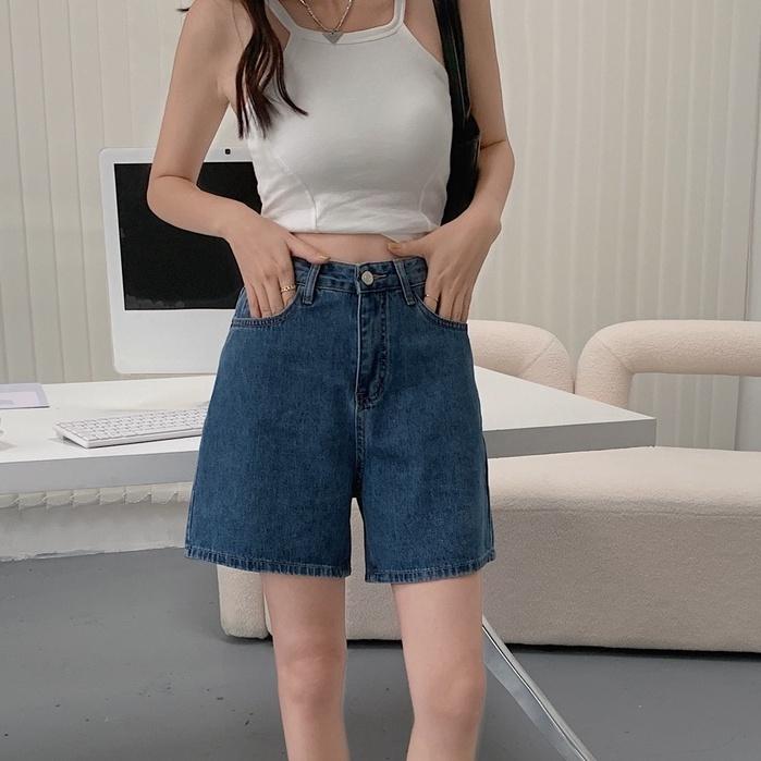 Product Introduction of Quần ngố jean Lưng Cao Ống Rộng Mềm Mại Xinh Xắn kèm ảnh thật Nữ Women 21