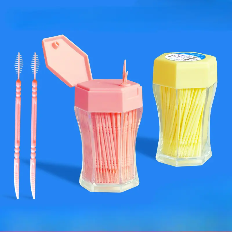 200pcs/set Soft Plastic Double-head Brushed Toothpick Oral Care 6.2 Cm Hot Sale Interdental Brush Toothbrush for Dentures