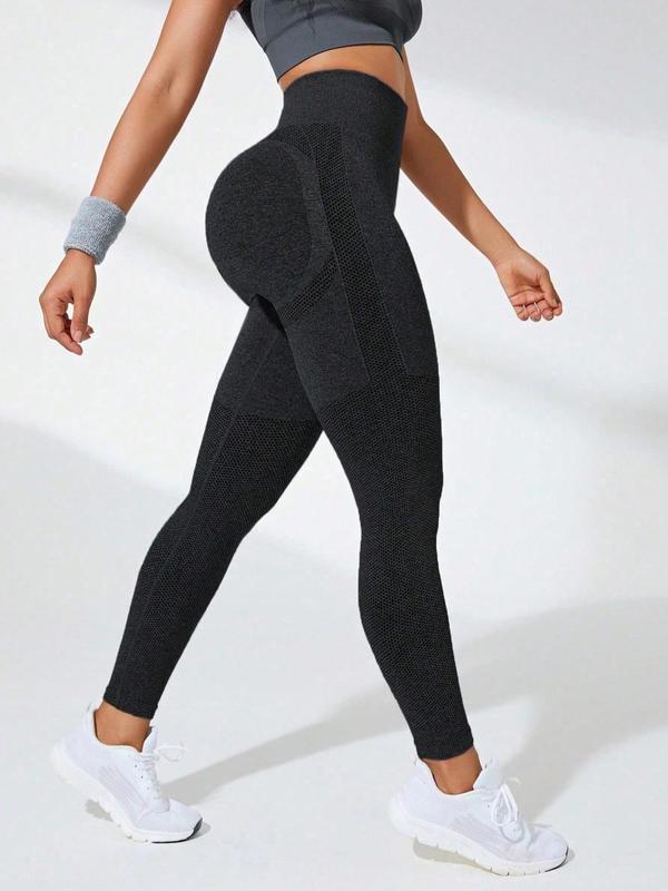 Women's Solid High Waist Sports Leggings, High Stretch Seamless Yoga Leggings, Ladies Sportswear for Indoor Outdoor Wear, Gym Clothes Women 3