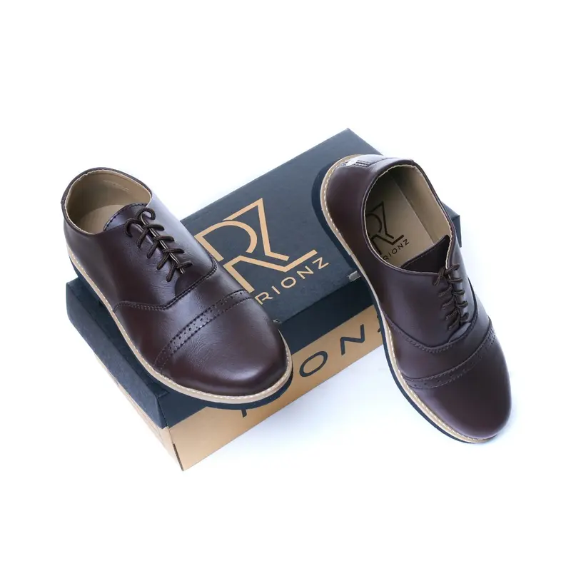 SHAQIL ARIONZ Sepatu Pentofel Kasual Pria Kulit PU Sintetis Original Sepatu Pria Cowok Gaya Santai Elegan Kekinian Trendy Sepatu Kasual Pria Tali Hitam Coklat Terbaru Terlaris 5