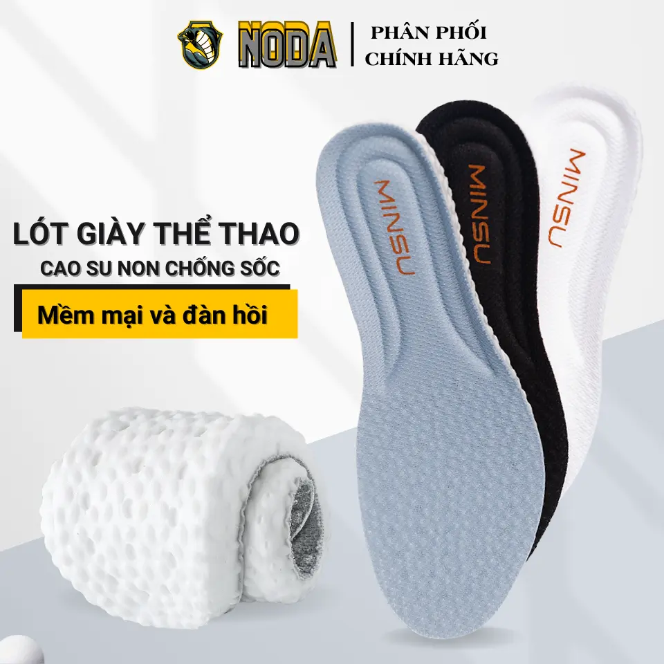 Lót Giày Thể Thao Cao Su Non Nam Nữ Cao Cấp Chính Hãng MINSU M2355, Khử Mùi, Thoáng Khí, Ngăn Vi Khuẩn Miếng Lót Giày