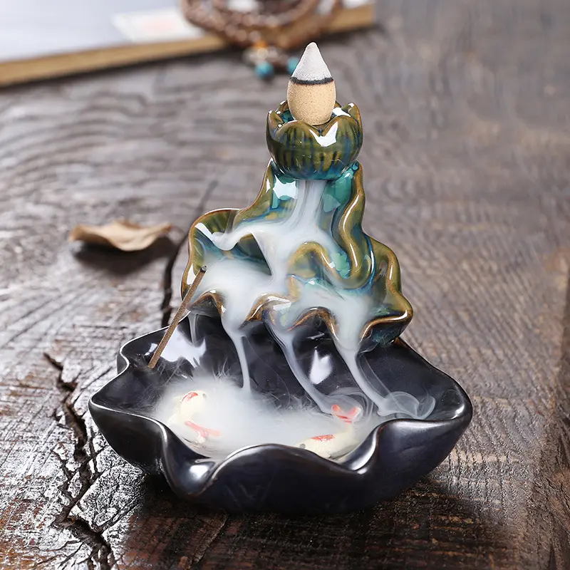 Thác khói xông nụ trầm hương Thiên Mộc Hương cao khoảng 10cm - Tiểu cảnh mini dùng xông nụ trầm khói ngược Dầu Thơm Phòng 3