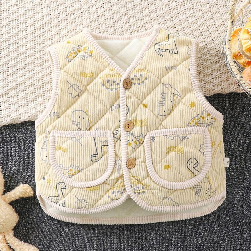Áo gile cho bé 0-3 tuổi trần bông QCCC  không chất tẩy nhuộm mềm mại cho bé trai bé gái mùa đông Cotton Kem Trên gối Nút áochoàng ếch