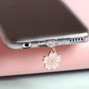 Enchufe contra polvo para teléfono con diseño de flor bonita, 1 unidad de enchufe contra polvo para puerto de carga de teléfono, Dije de enchufe contra polvo para celular, Accesorios para teléfono para iPhone y Tipo C