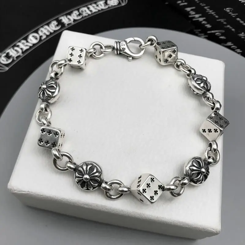 Chrome Hearts vintage cross fancy lock bracelet men's and women's/versatile trend distressed cross chain 52109