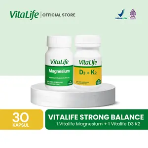 [BUNDLE] Vitalife Vitamin D3 400 IU K2 MK7 & Vitalife Magnesium @30 Kapsul - 2 Botol