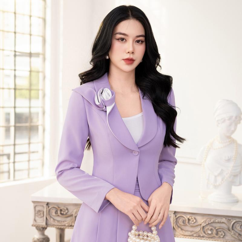 Áo Vest 2 Lớp Cúc Đơn Quấn Hoa NK Fashion Thời Trang Công Sở Nữ, Sang Trọng, Vải Cao Cấp, Form Đứng Dáng NKAK2309006