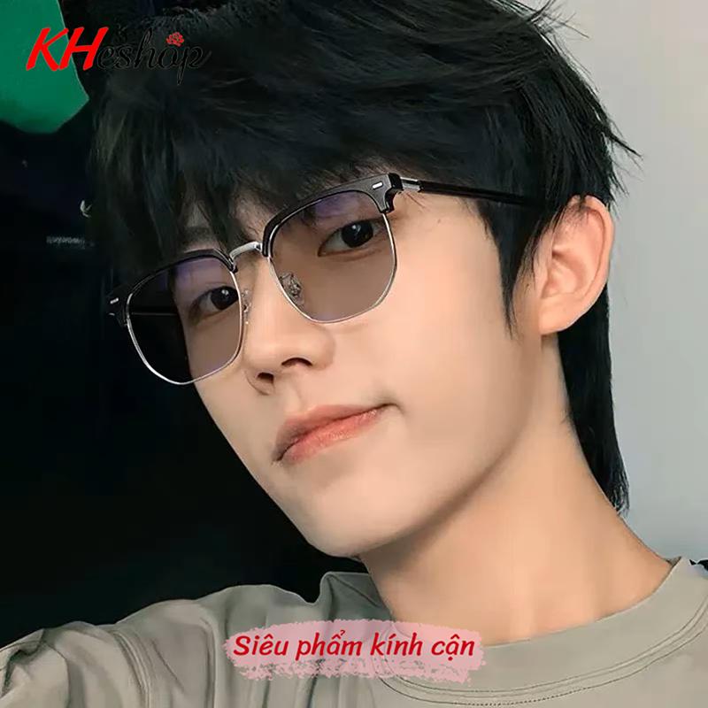   Mã HY18047Đ  Kính đổi màu đủ độ cận dành cho Nam Nữ form đa giác đẹp Mắt Kính Voi Cua Kính Mắt 
