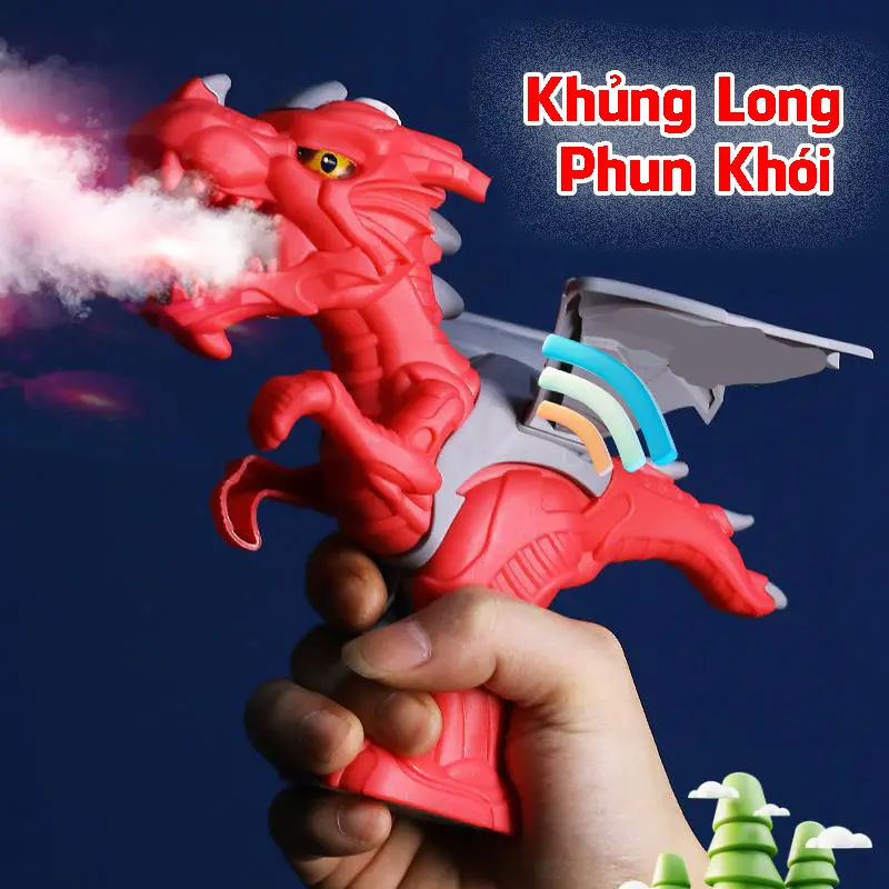 Đồ Chơi Khủng Long Phun Lửa Có Đèn Và Nhạc, Nhiều Màu Voi Toy Pin