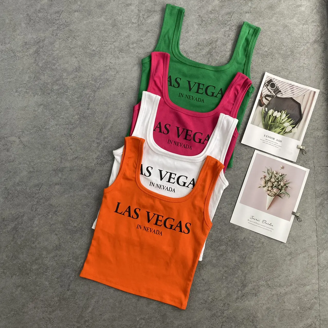 Áo dây bảng to croptop bản to in chữ Las.Vegas