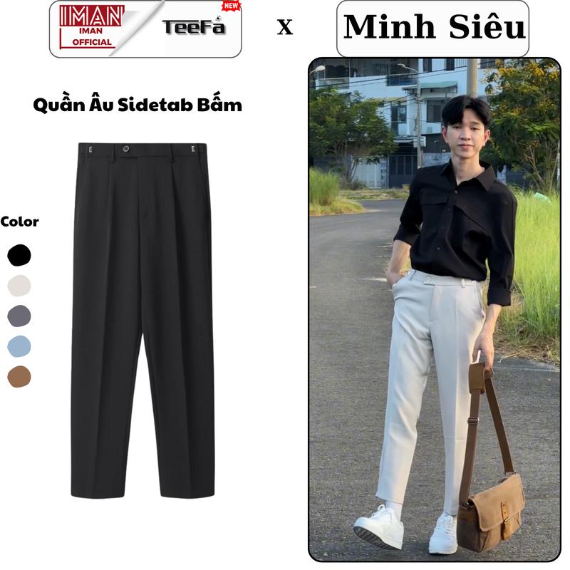 [DEAL ĐỘC QUYỀN] Quần âu nam Sidetab bấm chỉnh cạp, Quần tây Hàn Quốc form baggy học sinh, sinh viên Menswear Kem Pants sidetab Size 27-34 quanaunam quanauhocsinh