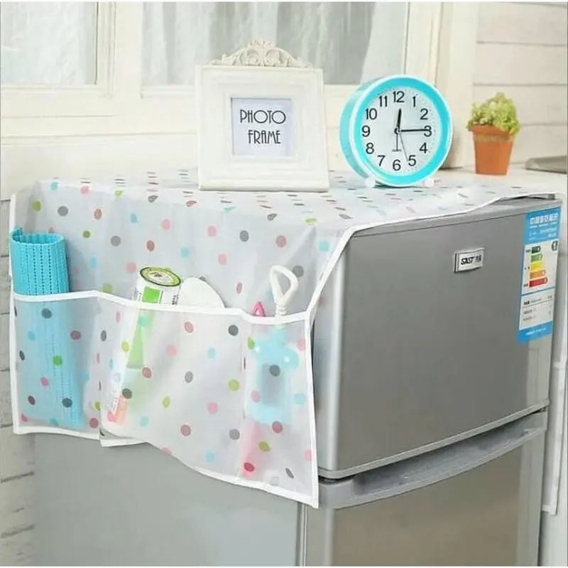 Cover Penutup Kulkas Anti Air Sarung Alas Taplak Kulkas Waterproof Dengan Tempat Penyimpanan 7