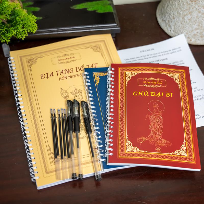 Combo 3 Cuốn Kinh Phật Địa Tạng Bồ Tát + Sám Hối + Chú Đại Bi Tặng Kèm 3 bút + 5 Ngòi