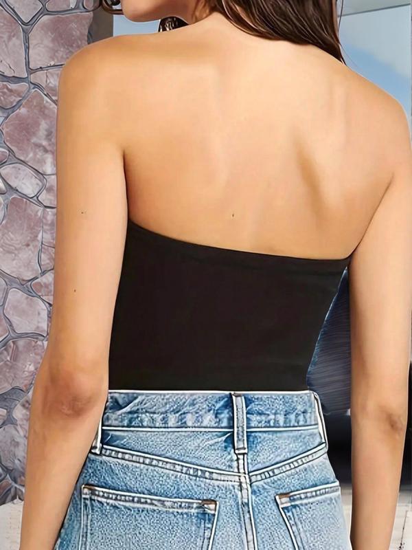 3-piece a Set Women's Summer Solid Color Knitted Strapless High Elastic Cylinder Tube Top Tank Camisole Top Casual Cute Clothes 4