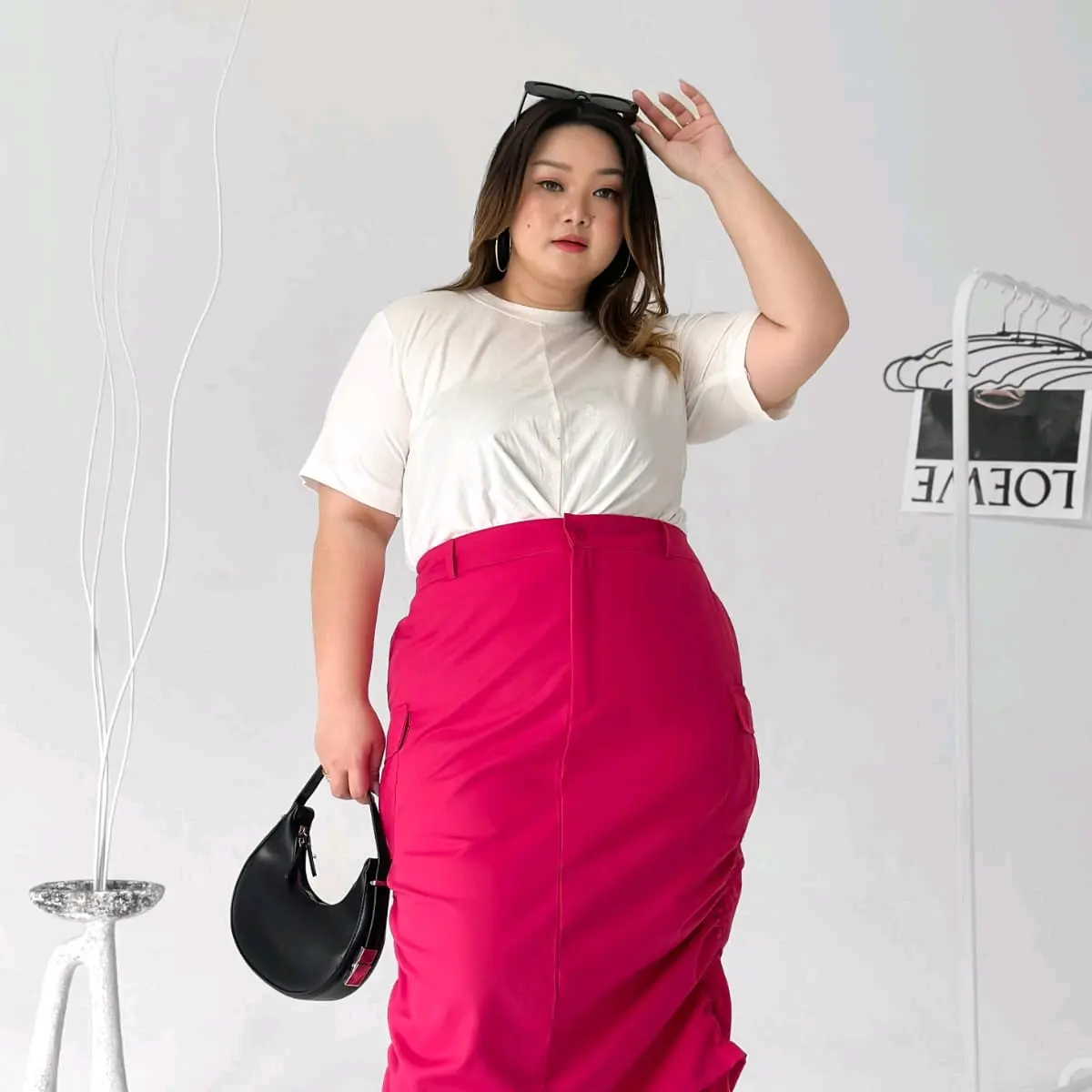 Nini Rok Cargo Jumbo Big Size | Rok Midi Cargo Wanita Plus Size