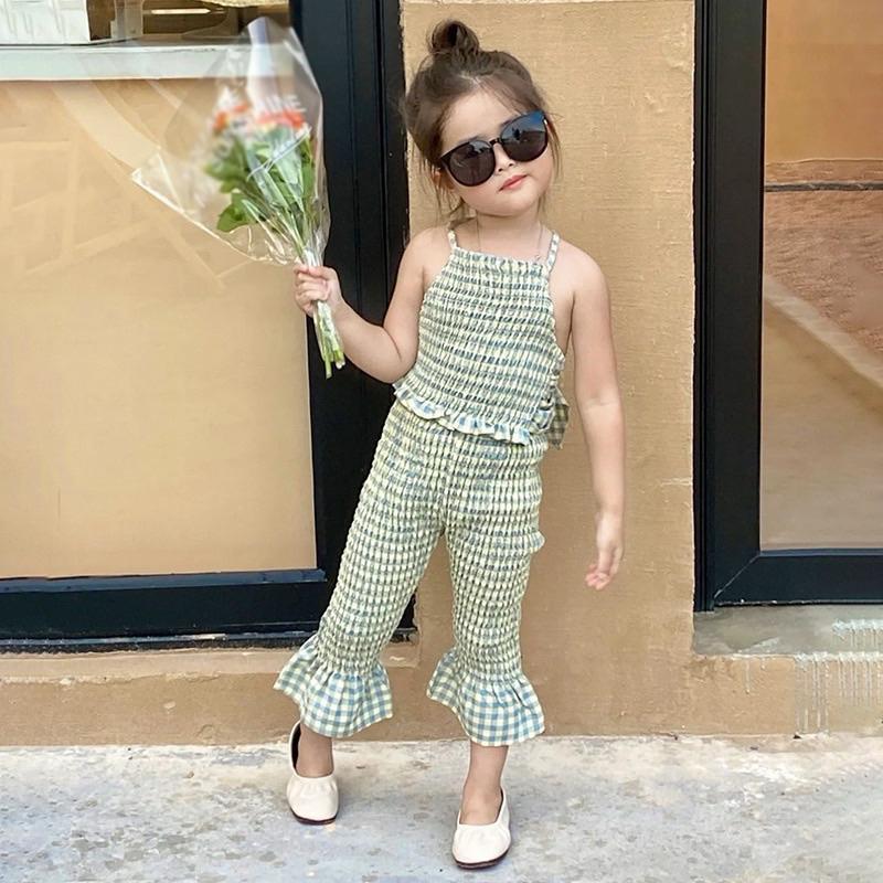 Bộ áo yếm và quần ống loe bo thun nhún siêu đáng yêu cho bé gái diện đi học , đi chơi , dạo phố