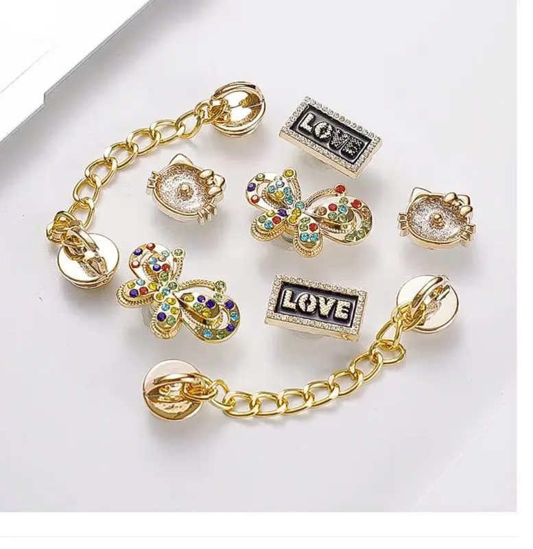Bộ Sticker nhựa phủ mạ kim - 3D-nhí-đá gắn dép siêu dễ thương gắn dép sục 2
