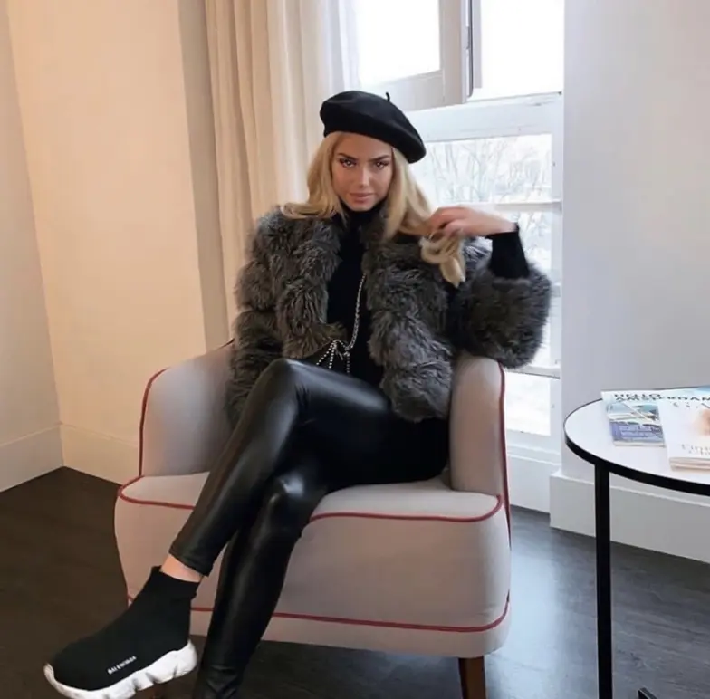 Leather Look Leggings With Thick Waist Band