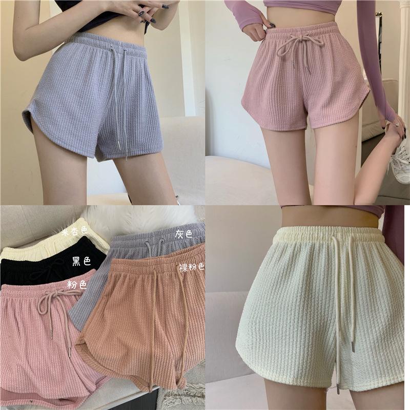 Product Introduction of Women's shorts, waffle style new summer high waisted plus size shorts, internet famous fitness shorts, loose casual pants 16
