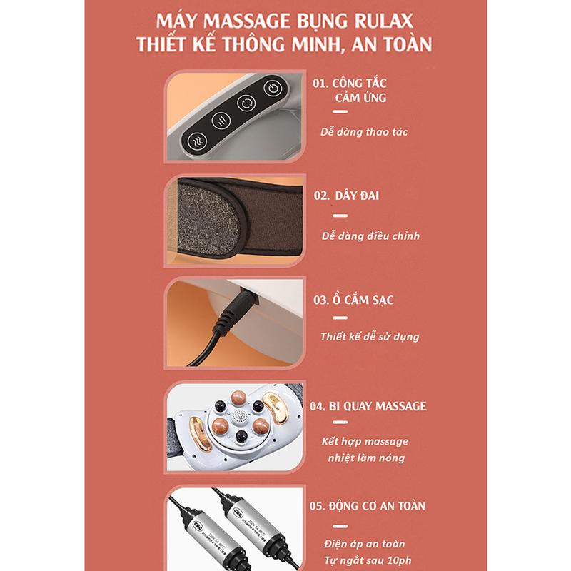 Máy Massage Giảm Mỡ Bụng, Đai Massage Đánh Tan Mỡ Bụng Cao Cấp, Có Đèn Hồng Ngoại Tích Hợp Đá Nóng Hymalaya Giúp Giảm Mỡ 5