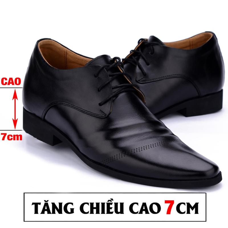  Giày tây tăng chiều cao nam phối dây da mềm đế 6cm đã khâu size từ 38 đến 43 thời thượng 