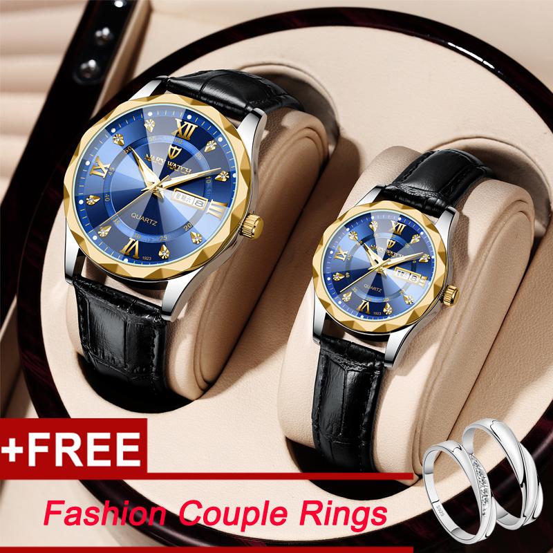 Đồng Hồ Cặp Đôi, Nary, Bộ 2 Chiếc, Có Lịch Ngày Và Tuần, Thiết Kế Lật, Thạch Anh Dạ Quang, Dây Đeo Bằng Da, Đồng Hồ Đồng Hồ Đeo Tay, Không Thấm Nước, Thời Trang Và Thường Ngày, Thích Hợp Làm Quà Tặng Lễ Tình Nhân, Dành Cho Nam Và Nữ