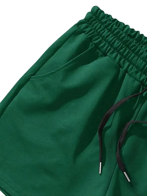 Women's Solid Drawstring Waist Shorts, Casual Comfy Breathable Straight Leg Shorts for Summer, Ladies Bottoms for Daily Wear 5