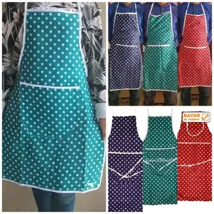 Get 3pcs - Apron Kain Celemek Kain Polkadot Beruang Dewasa Biru tosca merah coklat
