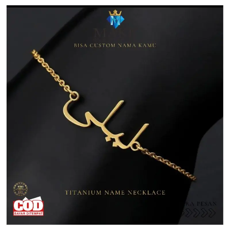 Make Gelang Nama Arab Titanium Anti Karat Anak dan Dewasa Costume Fashion