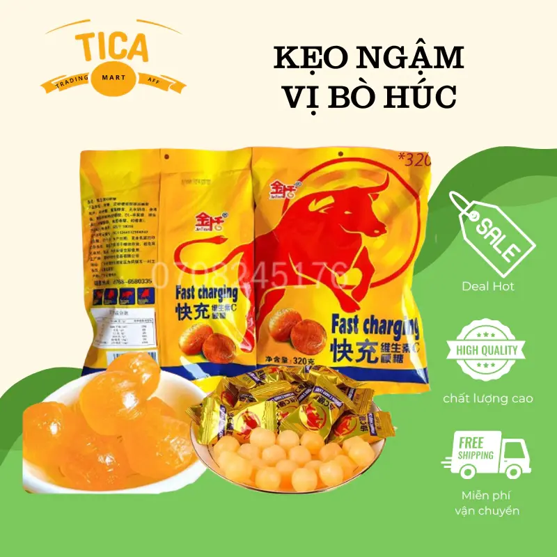 KẸO NGẬM VỊ BÒ HÚC/CHANH MUỐI/CÀ PHÊ 320GR - TICA MART