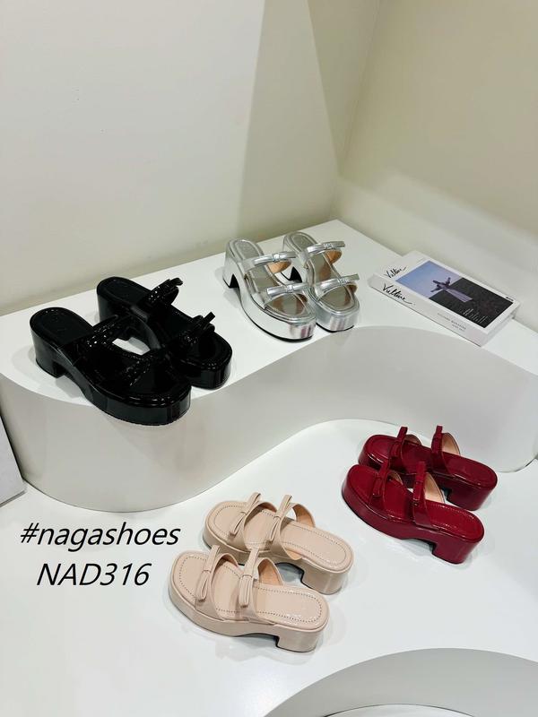 DÉP NAGASHOES HAI QUAI NƠ DA BÓNG ĐẾ THÔ 7P NAD316