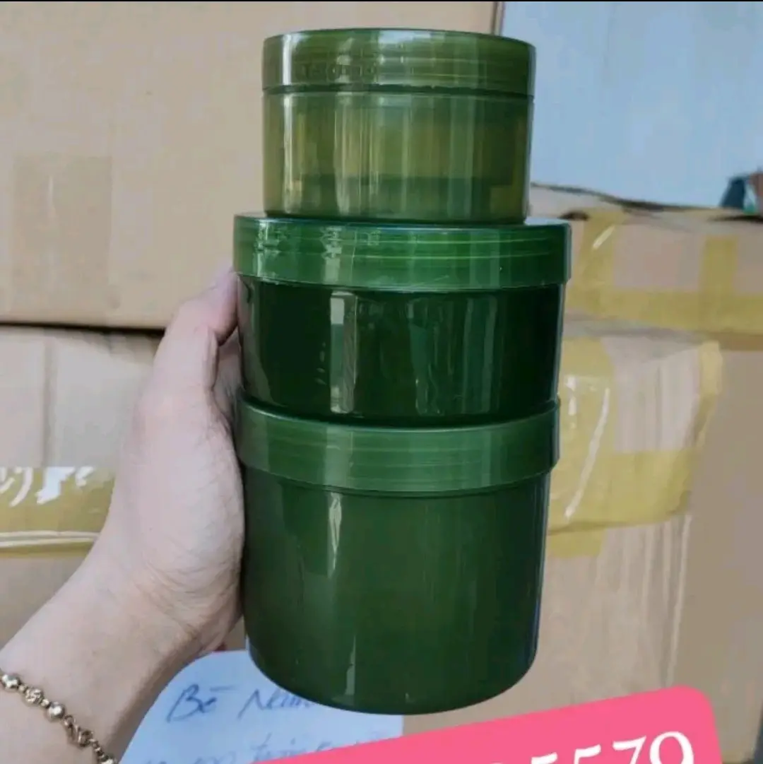 10 hủ đựng kem bo đi 100gr-250gr-500gr màu xanh rêu