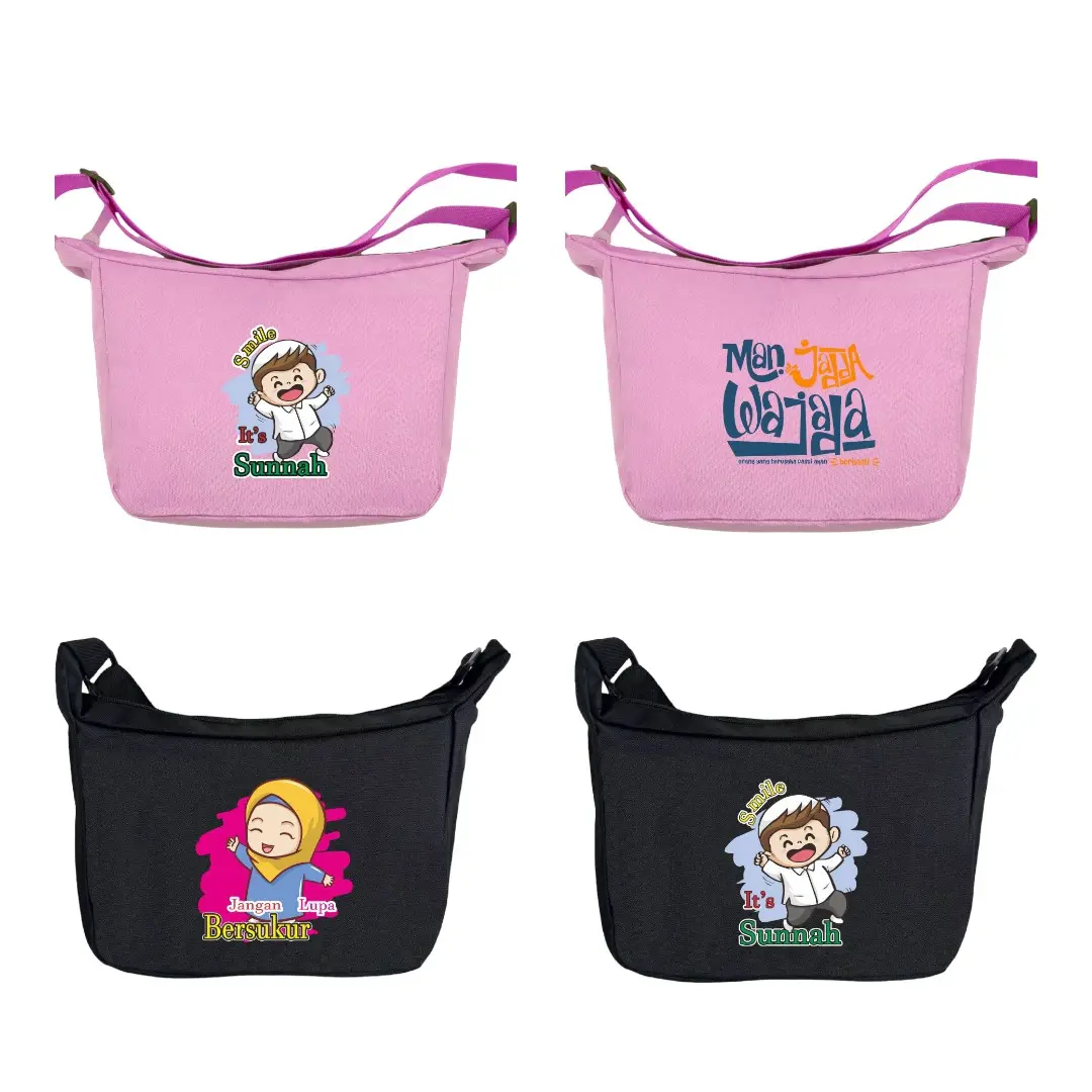 Tas Selempang Karakter Anak Sekolah Hitam Pink Laki Laki Perempuan Tas Sekolah Anak TK SD SMP Tas Slempang Murah Berkualitas Tas Slempang Lucu Karakter Viral Trend Kekinian Tas Selempang Terlaris Warna Hitam