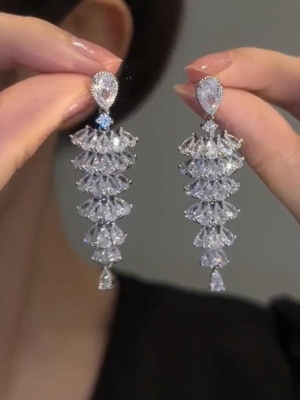 Women's Elegant Artificial Crystal Decor Dangle Earrings, Exquisite Trendy Drop Earrings, Fashionable Jewelry for Women for Daily & Party Decoration 2