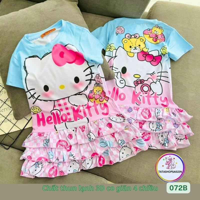 11 đến 46kg - Đầm cánh tiên bé gái  - váy cho bé gái đi học đẹp giả yếm jean thun lạnh in 3D mềm mát size đại