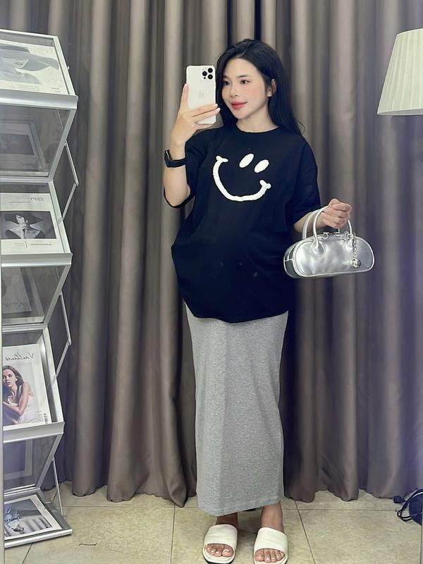 Mina Clothing Chân váy bầu chất zip dáng dài 03 có chun chỉnh dành cho mẹ bầu đi chơi đi làm Đầm Bầu chân váy