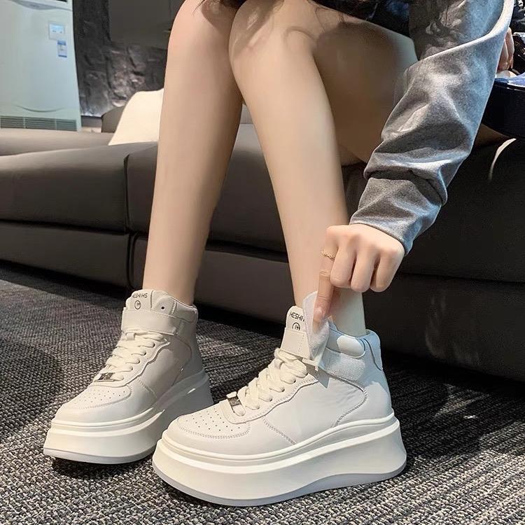 Giày nữ cao cổ thể thao full trắng đế cao 5p mã 928 Shoes Sneaker