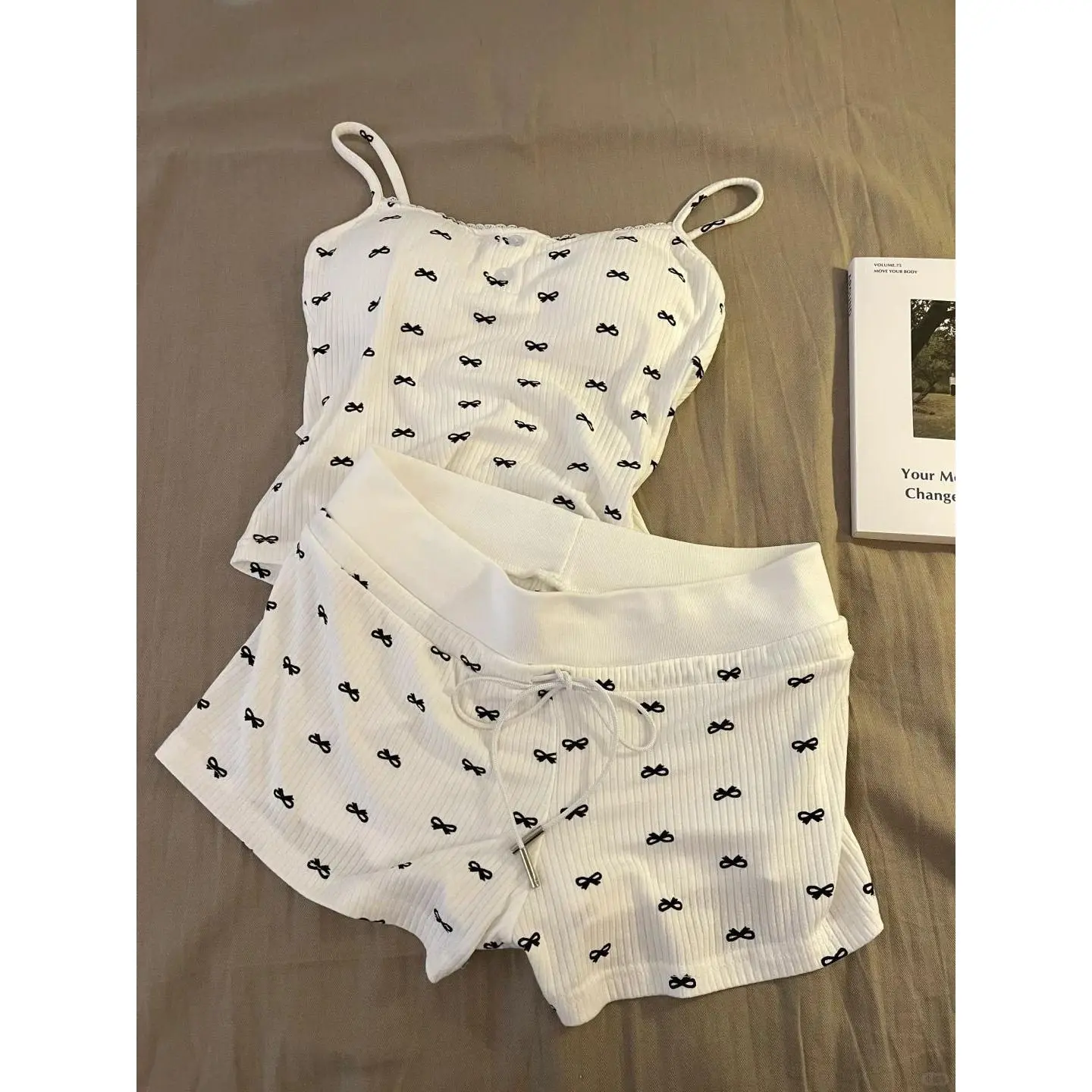 Can Be Worn Outside Sling Pajamas for Women Summer New 2025 Sweet Girl Hot Girl Slim Fit Printed Loungewear Set